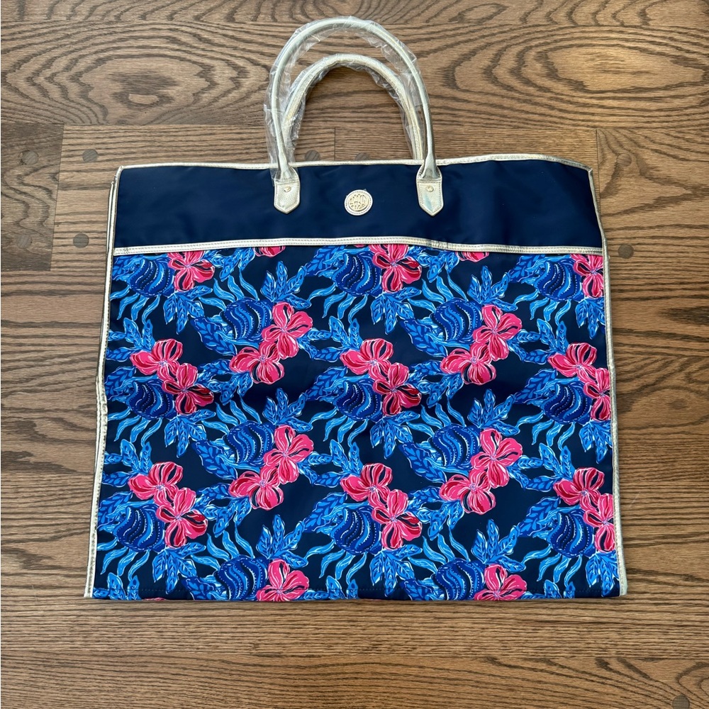 Lilly Pulitzer Blue and Pink Tropical Tote